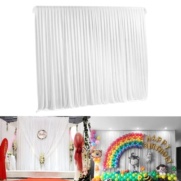 Hvid Silke Baggrundsklæde, Nem Opsætning, Ideel til Begivenheder (10ft x 10ft),Hvid, 3M X 3M