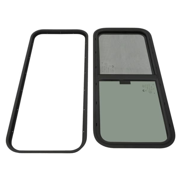 Caravan Skydedørsvindue, Hærdet Sort Glas, Holdbar Aluminiumlegering, Universel Pasform