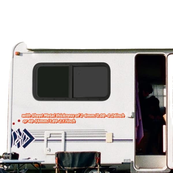 Caravan Skydedørsvindue, Hærdet Sort Glas, Holdbar Aluminiumlegering, Universel Pasform