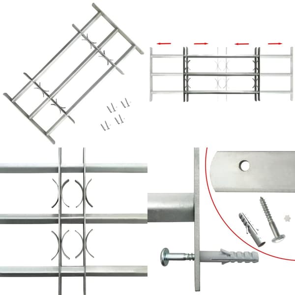 Fönstergaller med 3 stänger 700-1050 mm justerbart - Fönstergaller - Fönster Galler - Home & Living