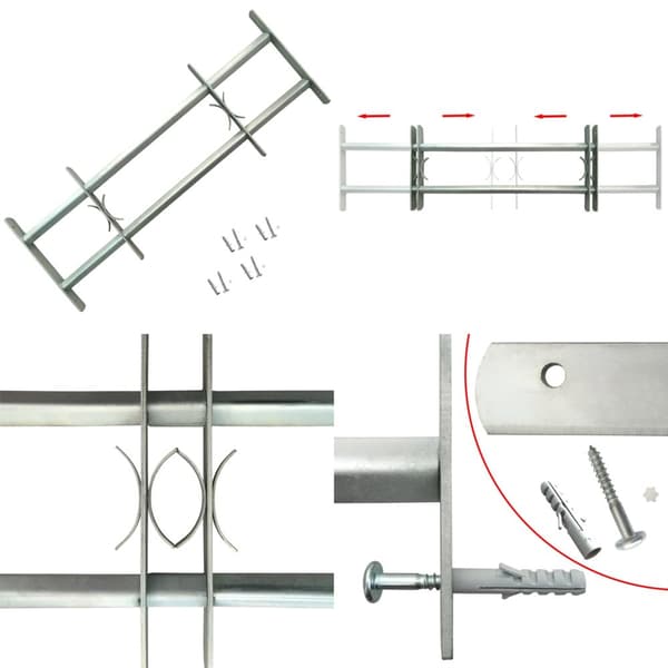 Justérbart gitter til vinduer m. 2 tværstænger 700-1050 mm -  - Home & Living
