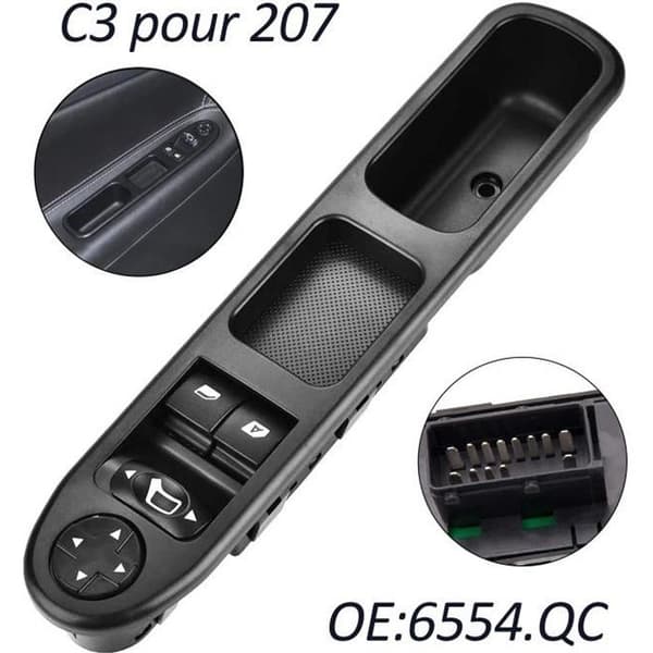 Fönsterlyft 207 Främre Vänster Drive SIDE Elfönsterhuvudströmbrytare 6554.QC, Fönsterlyftsbrytare för 207