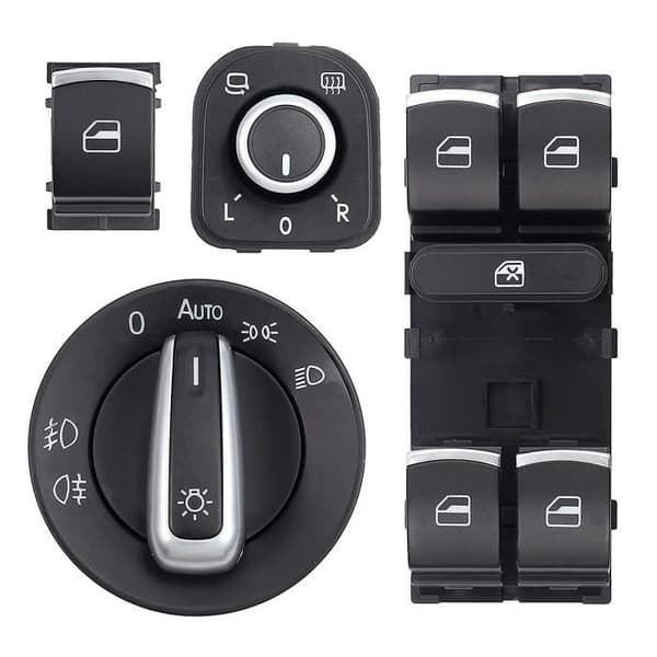 Fönsterhissens strömbrytare spegelomkopplare för VW Golf 5 6 Passat 3C krom 5ND959857/5ND941431B/5ND959565A/5ND959855