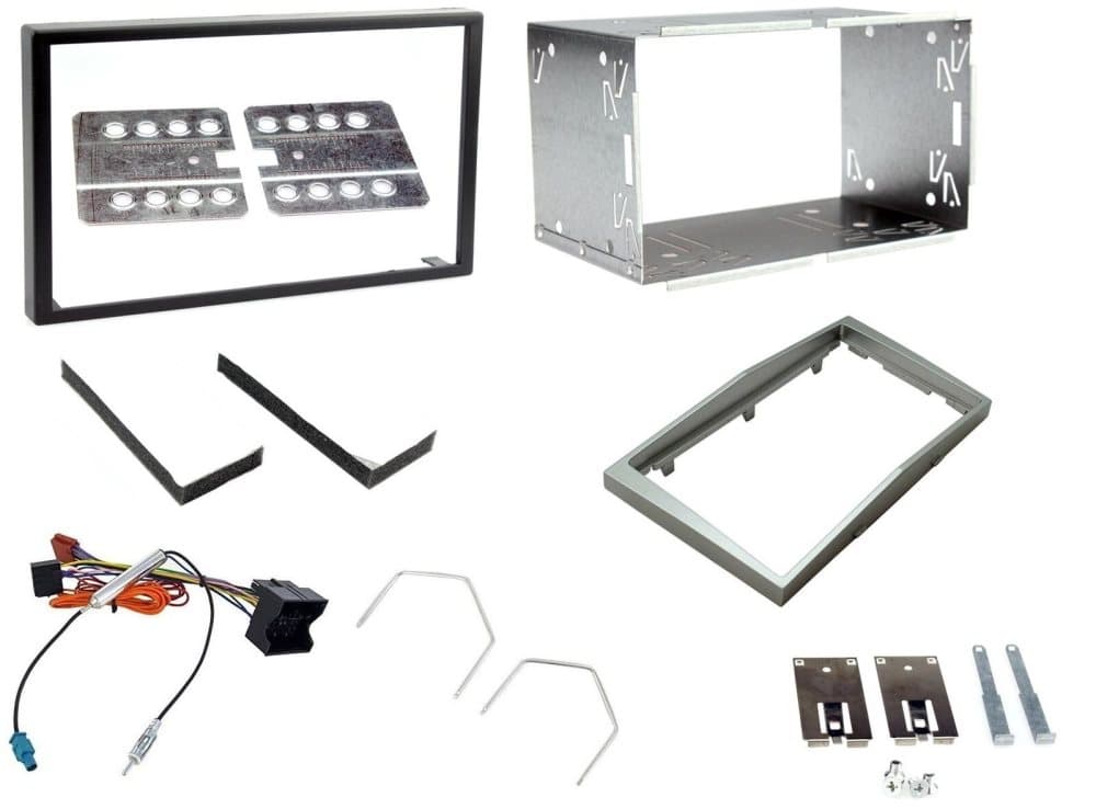 CD Radio Stereo 2 Din Facia Fascia Light Silver Adaptor Cage Kit For Vauxhall