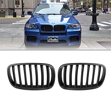 Pair Gloss Black Front Kidney Grille Grill For BMW X5 X6 E70 E71 2007-2013