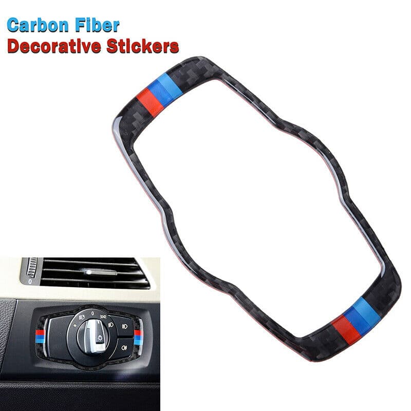 Carbon Fiber Headlight Switch Frame Trim Cover For BMW 3 Series E90 E92 2005-12