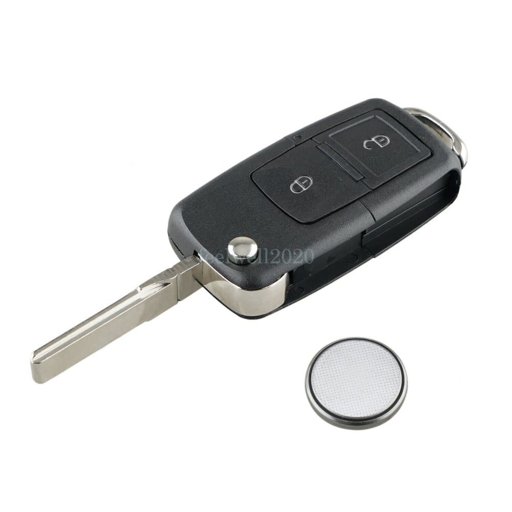 Remote Car Key Fob Case 2 Button + Battery For VW Golf MK4 Bora T5 Skoda Octavia