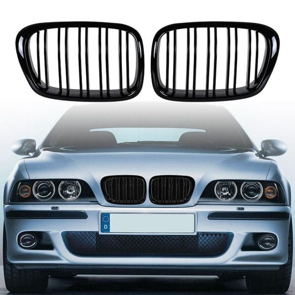 Pair Front Kidney Grille Grill Carbon Black For For BMW 5 Series E39 M5 97-03