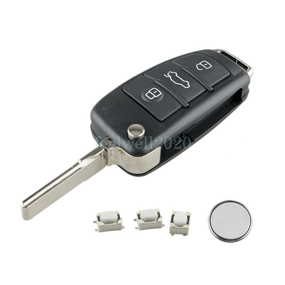 3 Button Remote Key Fob Shell For Audi A3 A4 A6 TT Q3 Q7 Repair Kit + Battery