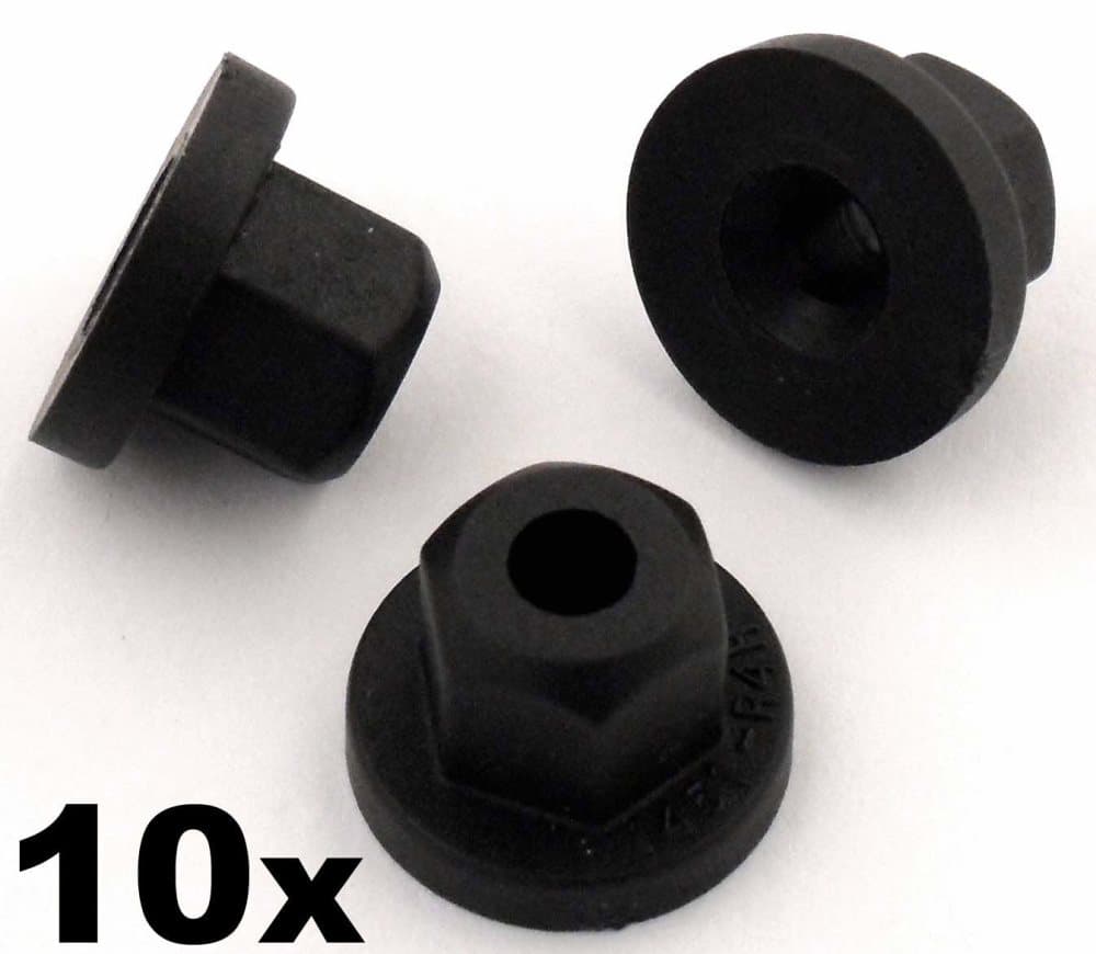 10x GM Opel Plastic Nuts- 4mm Unthreaded- Spoilers trims bumper panels shields