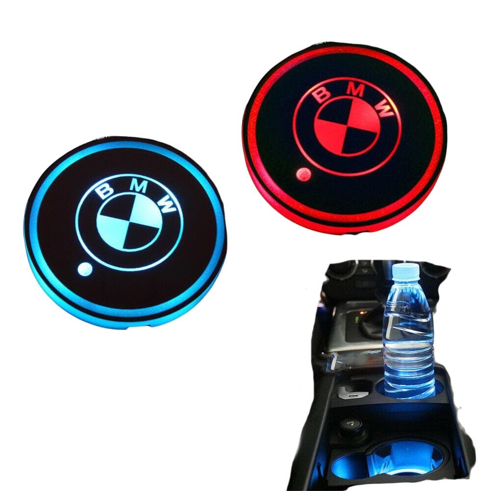 2X LED BMW X6 4.0D XDrive Car Cup Holder Lights Interior Decor Illuminated Badge