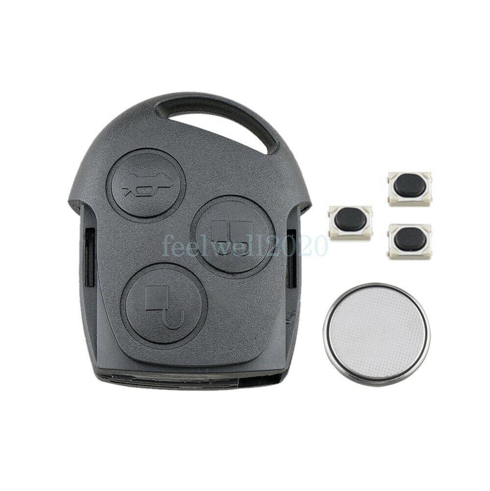 For Ford Mondeo Focus Fiesta Ka C-max 3 Button Car Remote Fob Key Case Battery