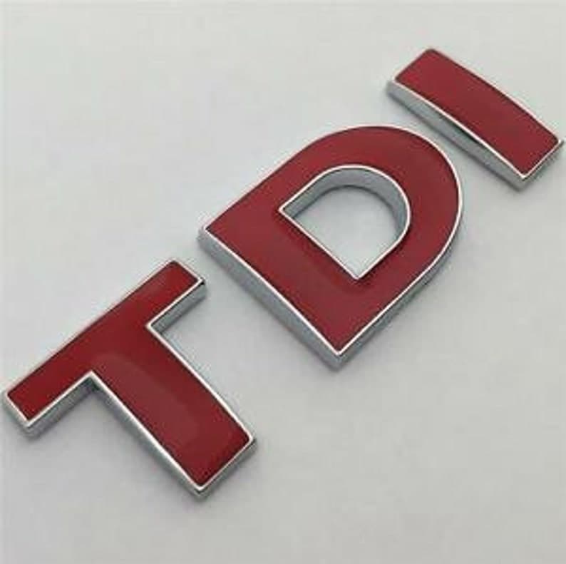 TDI Red & Chrome Rear Badge Emblem For VW Volkwagen Audi