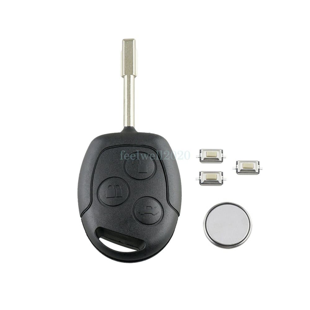 3 Button Remote Key Case For Ford Fiesta 2002 2003 2004 2005 2006 2007 + Battery