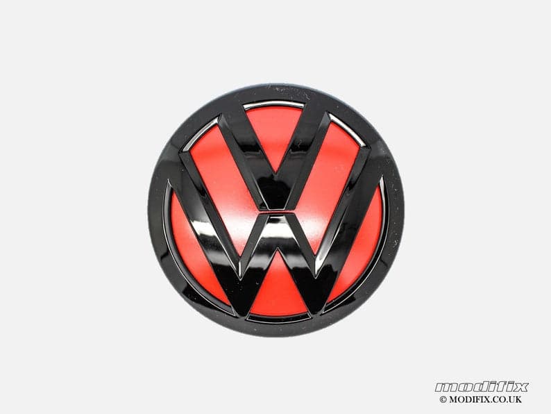 Gloss Black & Red Rear Badge Emblem For VW Volkwagen Transporter T5, T5.1, T5.5, T6, Caddy