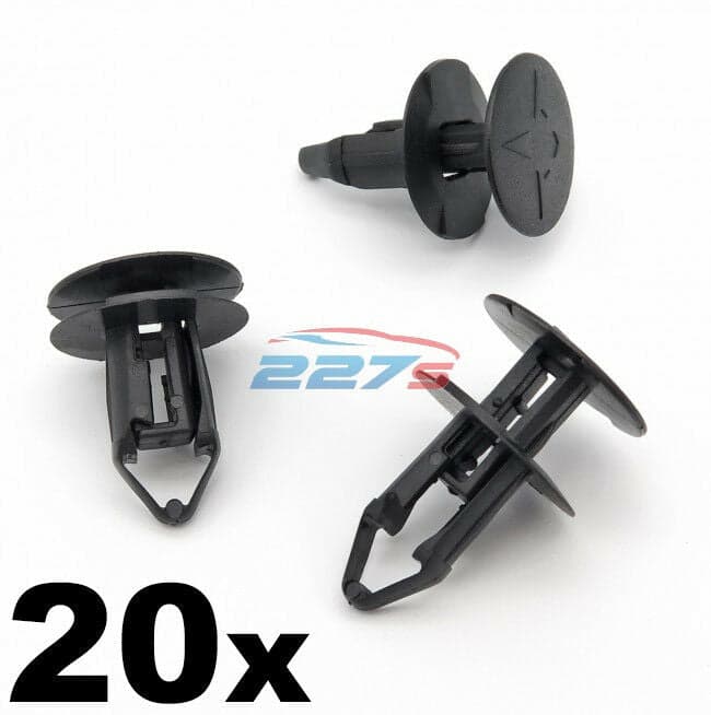 20x 8mm Push Fit Plastic Clips- Renault Kadjar Grille & Wheel Arch Lining Clips