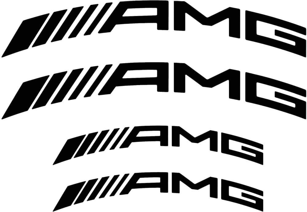 High Quality Brake Caliper Decal Stickers CURVED LOGO AMG 2x 114mm x 16mm