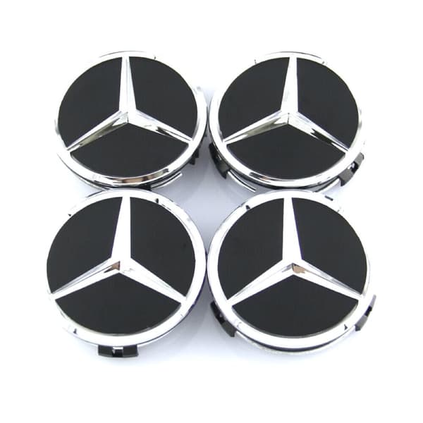 Black/Silver Mercedes Benz Wheel Center Caps Hub Badges 60mm 4 PCS For W202 W203 W204 W208 W210 W220 W221