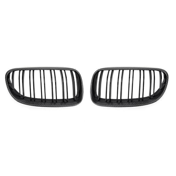 Gloss Black + Carbon Black Front Kidney Grille Grill For BMW E92 E93 2010-2014