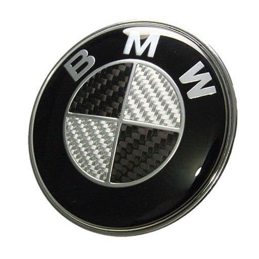 BMW Carbon Fibre Black Rear Boot Lid Badge Emblem 74mm