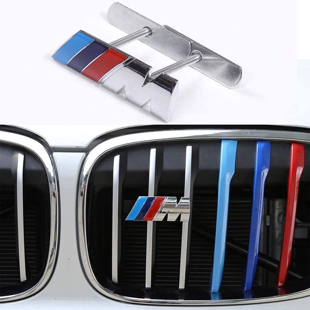 BMW M Front Grille Emblem Side Badge Grill Sticker 3D Chrome Badge Metal Power Car Fashion M3 M5 X1 X3 X5 X6 E46 E60 E90 E92