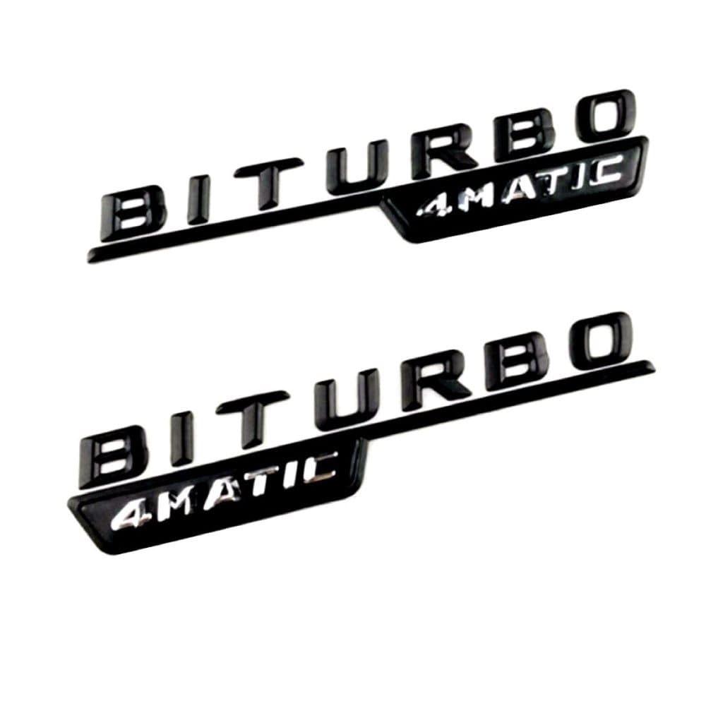 Gloss Black Mercedes Benz V8 BITURBO 1 Side Wing Badge CLK55 ML55 SLK55 SL66 x2 pack
