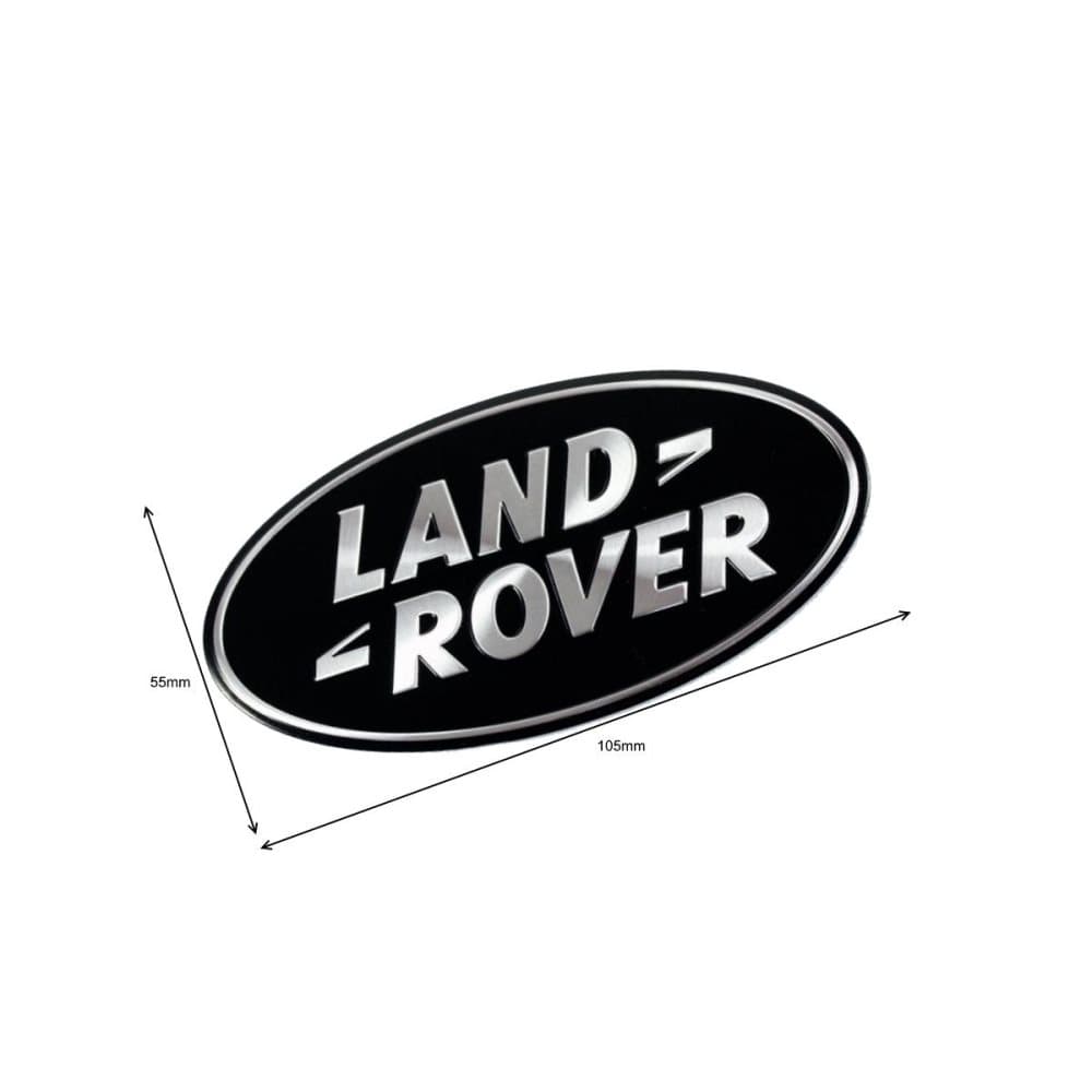 Gloss Black/Chrome Land Rover Front Grill Bonnet Badge Emblem Bonnet Rear Boot Tailgate Badge (Pack of 2) (55x105 mm)