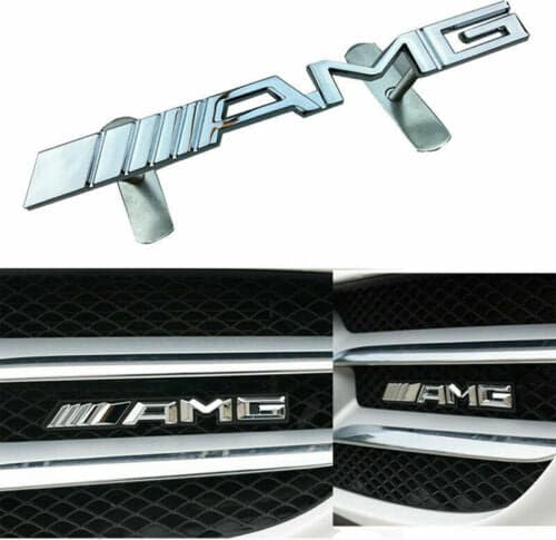 Chrome Metal Mercedes Benz AMG Front Grill Bonnet Badge Emblem Grill Emblem Badge For All AMGs