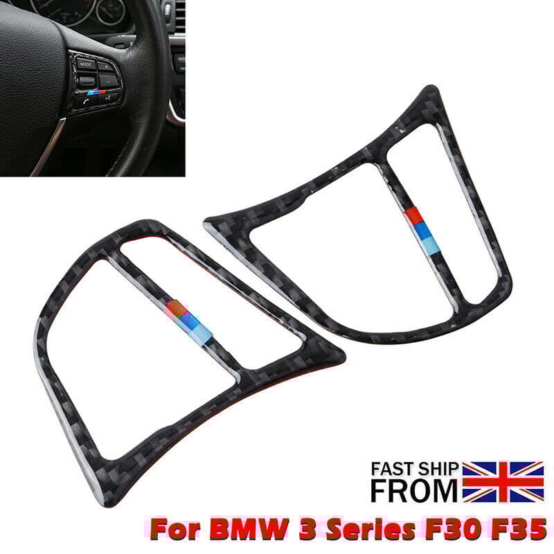 Carbon Fiber Interior Steering Wheel Switch Cover Trim For BMW F30 F31 F32 F34