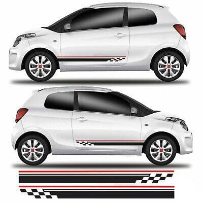 Racing Side Stripe Checkered Kit Decals For Citroen C1 Vinyl Sticker Graphic