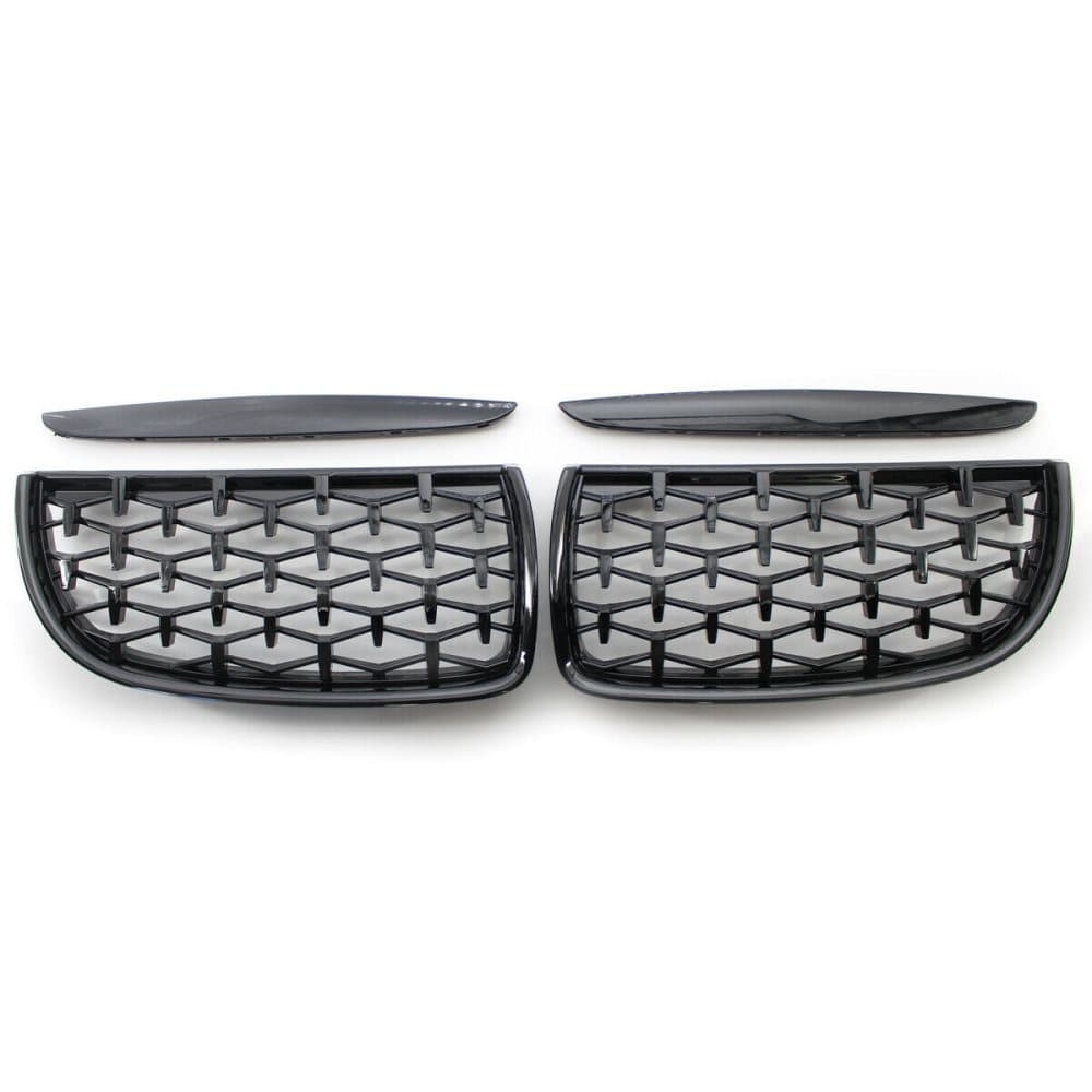 Front Kidney Bumper Grill Grilles Diamond Gloss Black For BMW E90 E91 05-08 UK