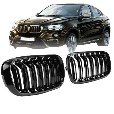Front Kidney Gloss Black Grilles Grill For BMW X5 F15 X6 F16 F85 F86 2015-2017