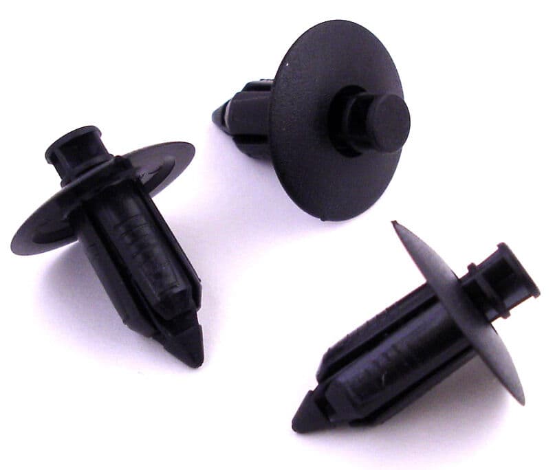10x Black Plastic Rivet Style Body and Trim Panel Fastener Clips - Saab, Suzuki