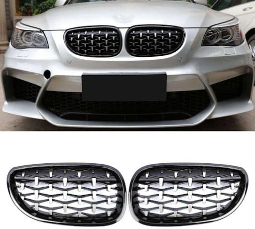Pair Front Kidney Diamond Grill Grilles For BMW 5 Series E60 E61 2003-2010 UK