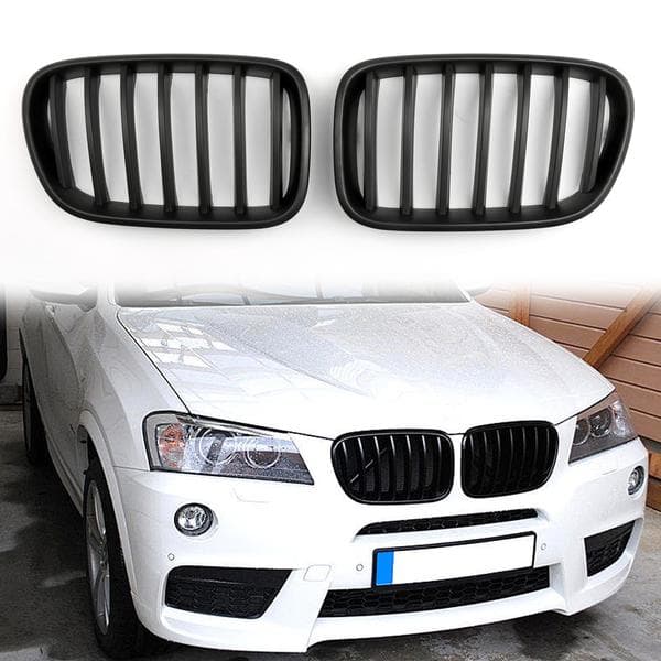 Pair Front Kidney Gloss Black Grilles Grill For BMW X3 F25 2010-2013 UK