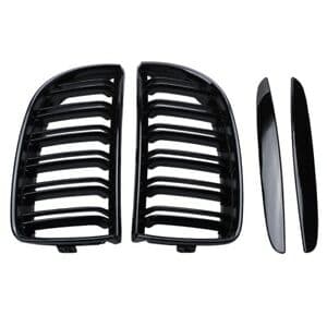 Front Kidney Chrome+Black Double Slat Grille Grill For BMW E90/E91 2005-2008