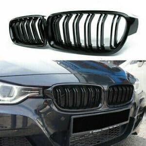 Gloss Black Kidney Grill Grille Dual Line For BMW F30 F31 F35 3 Series 2012-2018