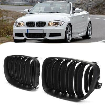 Matte Black Kidney Grill Grilles For BMW E81 E82 E87 E88 1 Series 2007-2013