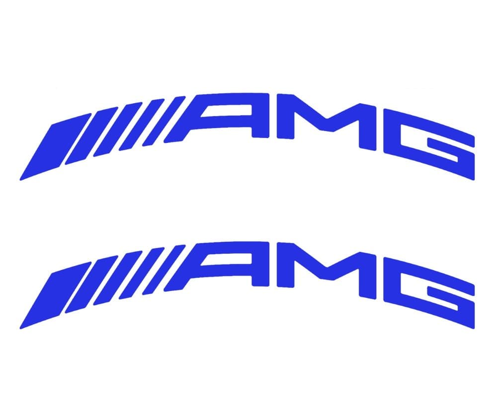 AMG High Quality Brake Caliper Decal Stickers CURVED LOGO 2x 135mm x 19mm Blue