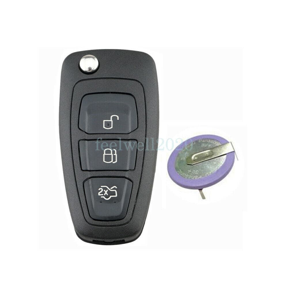 Flip Remote Key Fob Shell +Rechargeable VL2020 Battery For Ford Transit Custom