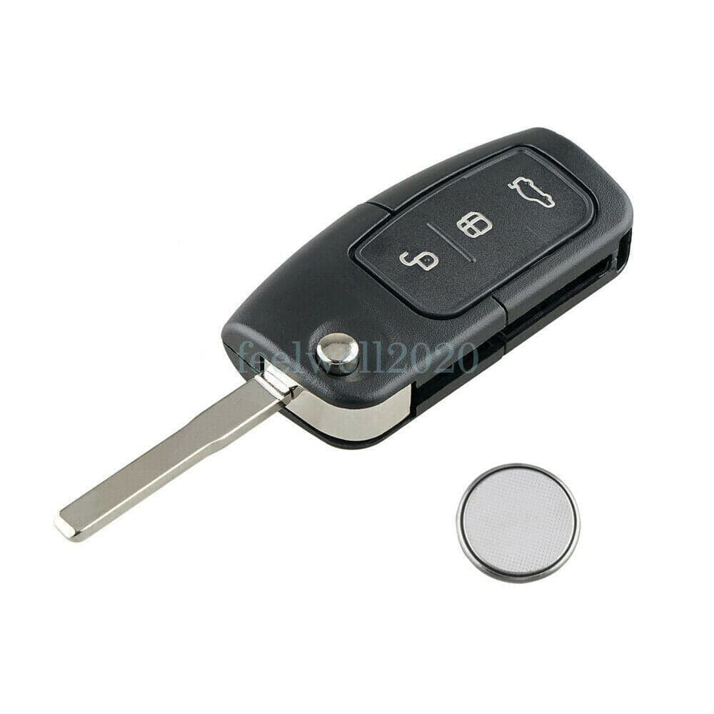 3Button For Ford Focus Fiesta Mondeo Kuga C-Max Flip Remote Key Fob Case Battery