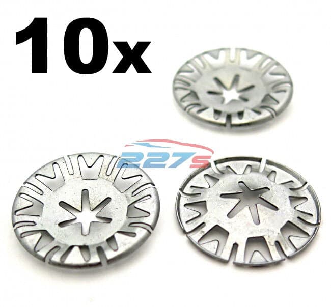 10x Volkswagen Metal Locking Star Washers- VW Underbody Heat Shield Fasteners