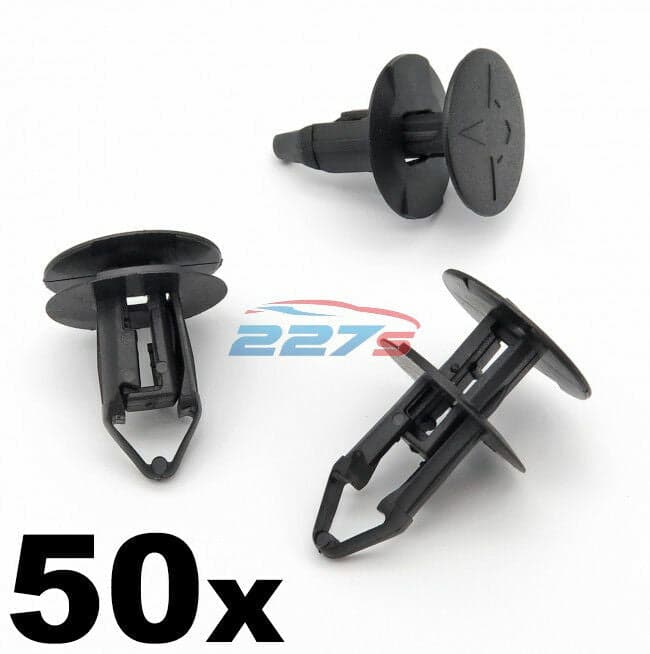 50x 8mm Push Fit Plastic Clips- Renault Kadjar Grille & Wheel Arch Lining Clips
