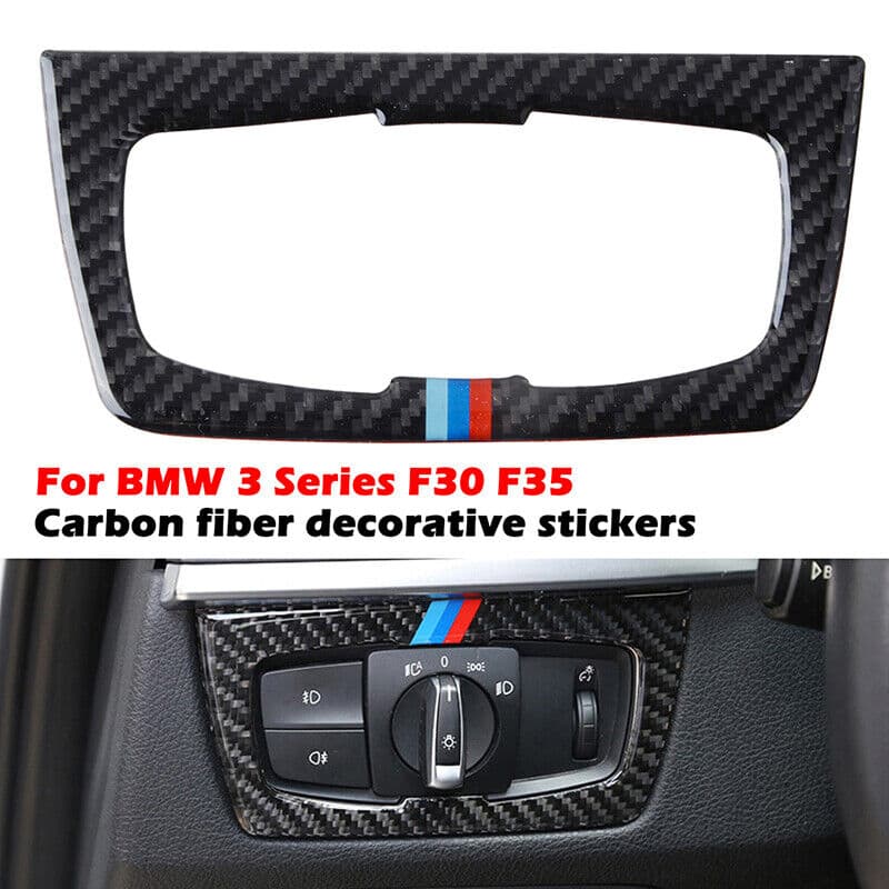 Real Carbon Fiber For BMW F30 F31 F34 F36 Interior Headlight Switch Accessories