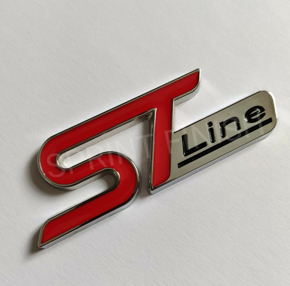 Red Silver ST Line Badge 3D Metal Emblem for Ford Fiesta Focus Edition Car Puma