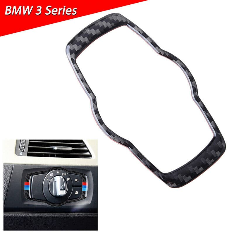 For BMW E90 05-07 E92 06-09 Real Carbon Fiber Headlight Switch Frame Trim Decor