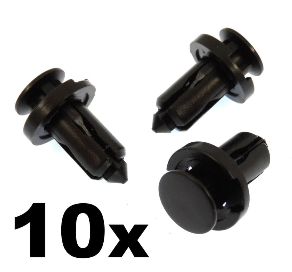 10x Plastic Bumper & Trim Clips- Rivet Clips Fasteners Bonnet, Grille etc