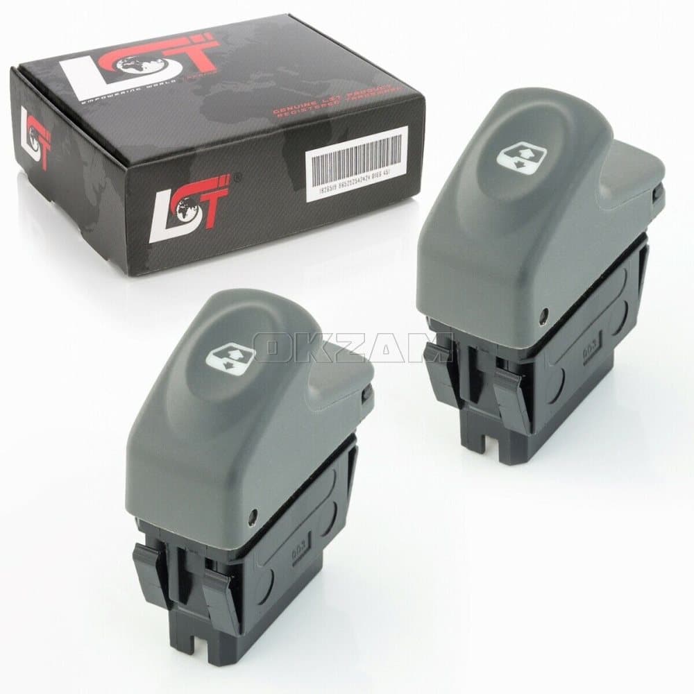 2x GREY ELECTRIC WINDOW CONTROL SWITCH BUTTON 6 PIN FOR RENAULT MEGANE 1 I