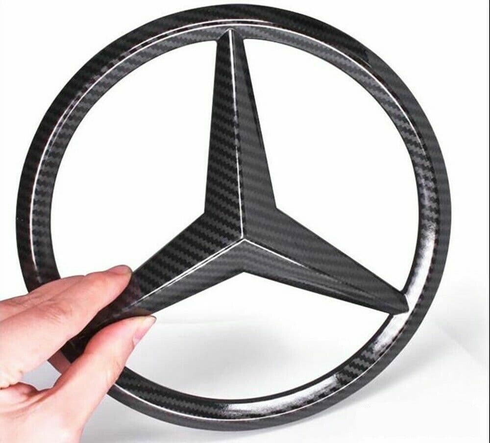 Carbon Fiber Pattern Grill Emblem Star Badge For Mercedes Benz C E GLK GL 18.5CM