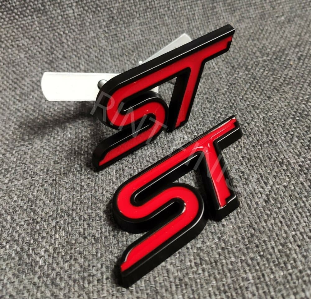 Front & Rear Red Black ST Metal Badge Grille for Ford Fiesta Focus Mondeo Kuga